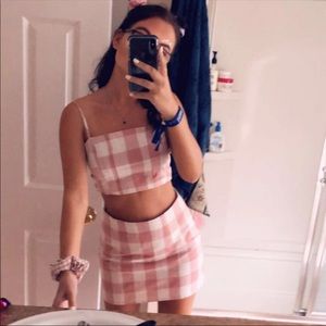 Forever 21 Pink Gingham Cami Skirt Set